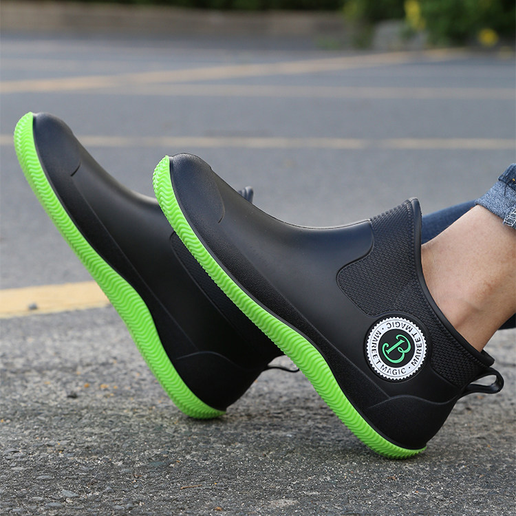 Back Force New Non-slip Rain Shoes Men's Rubber Shoes Short Barrel Water Shoes Plus Suede Fishing Shoes Adult Female Rain Boots Kitchen work Prevention