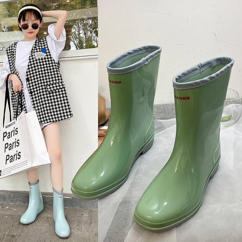 Back Force Rain Shoes Lady Anti Slip Fashion Money Outside Wearing Autumn Winter Rain Boots Carwash Shoes Midbarrel Rubber Shoes Kitchen Buy Vegetables Non-slip