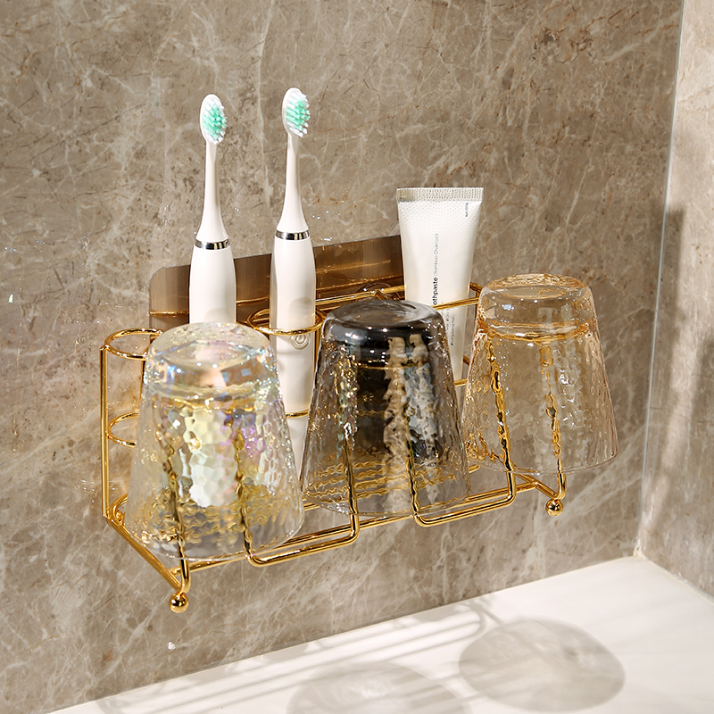 Makeup Room Light Lavish Electric Toothbrush Shelve Cup Toothbrushing Cup Toothbrushing Cup Family Wash Suit Wall-mounted Free