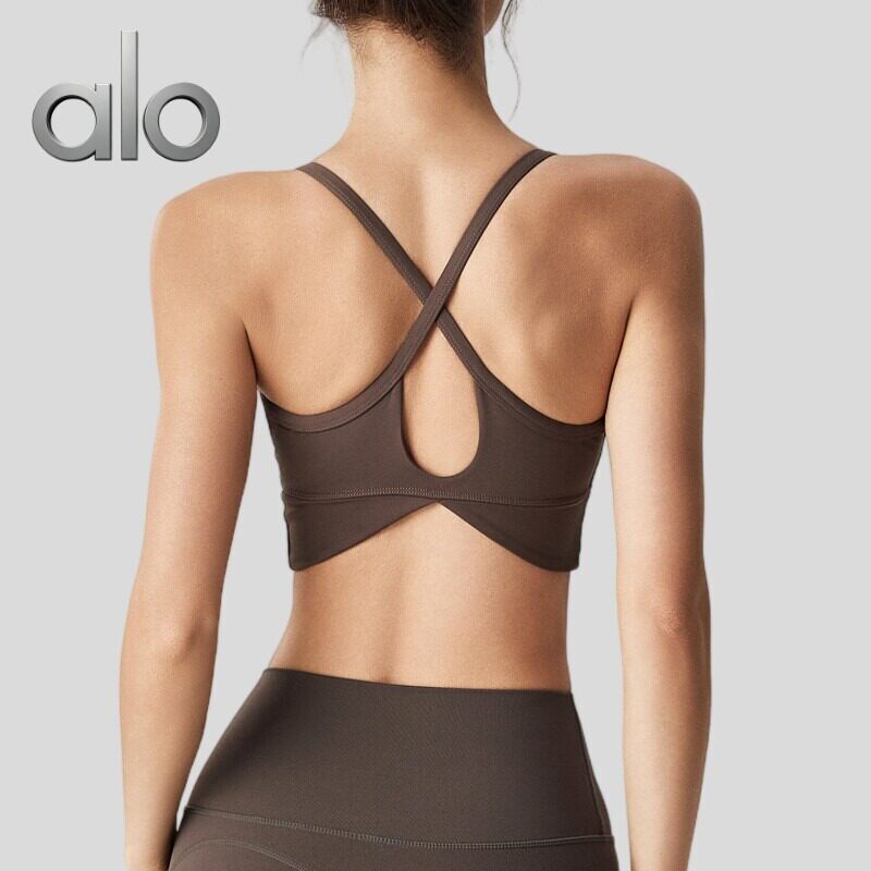 Aio High-Intensity Fixed Cup Cross-Gathering Sports Vest with Thin Shoulder Straps, Shock-Proof Running Training Fitness Top