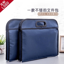 Portable document bag A4 zipped bag stand up to oxford cloth briefcase Business office meeting bag customised LOGO