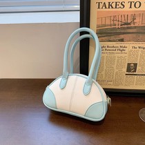 2021 Summer new cute bump-coloured splicing bowling Handmaid bag Jane about 100 hitch underbag Han version Small bag