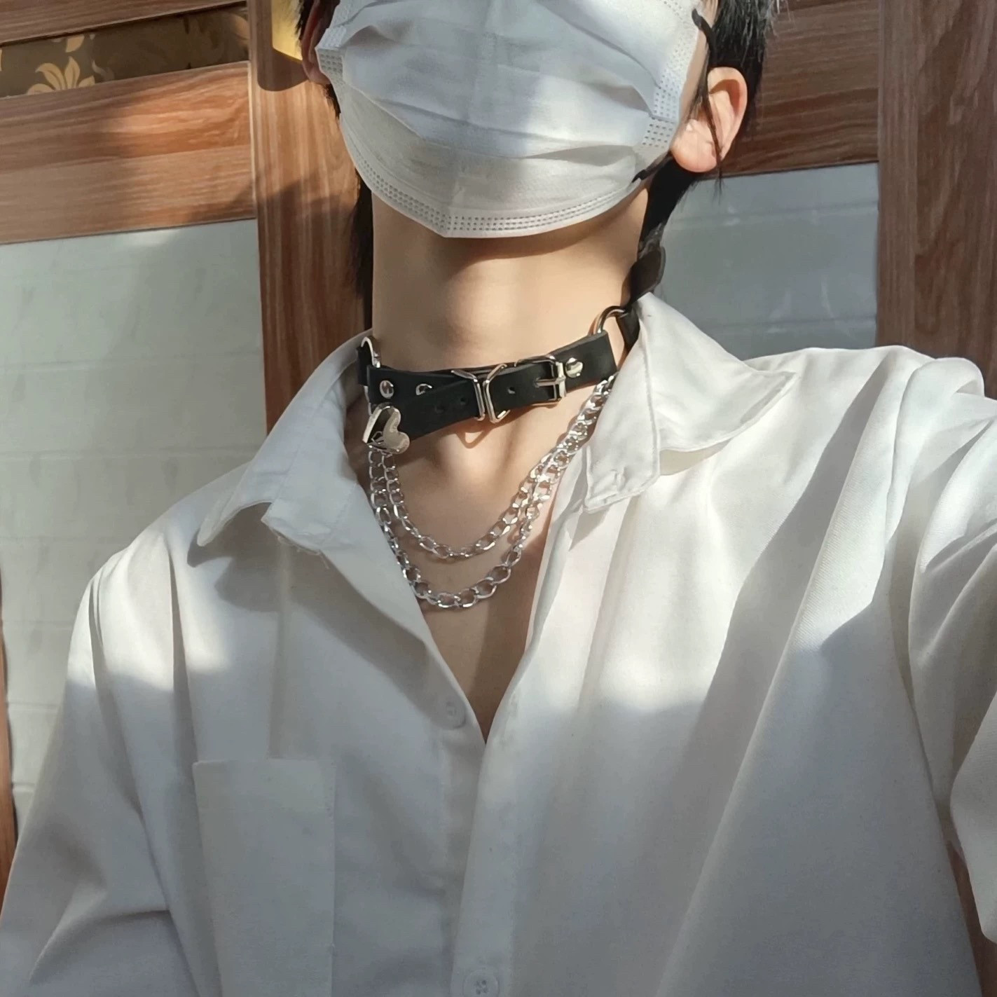 Men's punk choker metal chain necklace neck chain pure and sexy collarbone chain Harajuku style neck chain choker