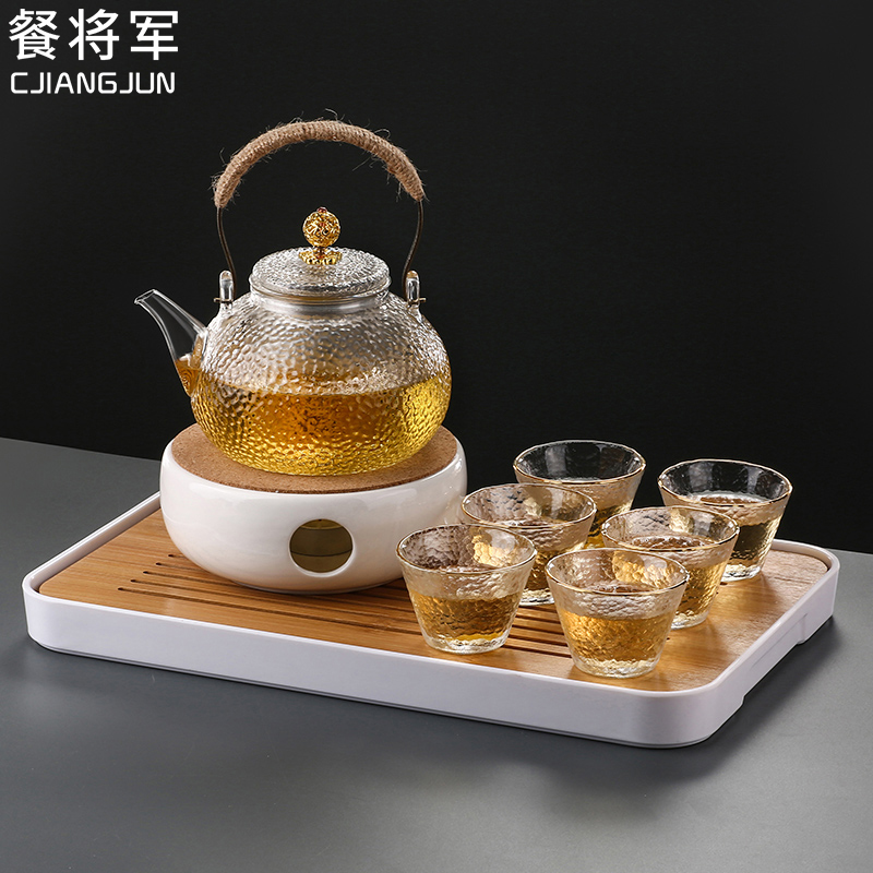 Nordic fruit teapot suit with flower and grass tea set Inn's light lavish high-end afternoon tea flower teapot candles heating health-Taobao