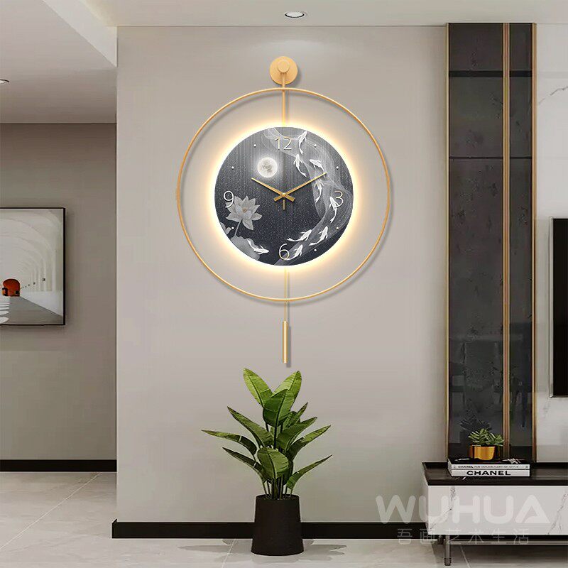 Modern minimalist living-room clocks Spanish minimalist restaurant decoration hanging bell Jiuyu Tutu art muted luminous clock-Taobao