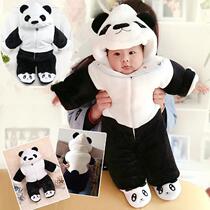 Autumn and winter clothes padded newborn baby conjoined clothes cotton-padded clothes outer suit panda winter baby out to hold clothes and feet