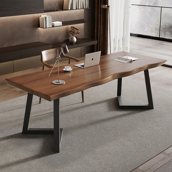 简约实木电脑桌铁艺办公桌书桌 家用写字桌 会议桌工作台式大板桌