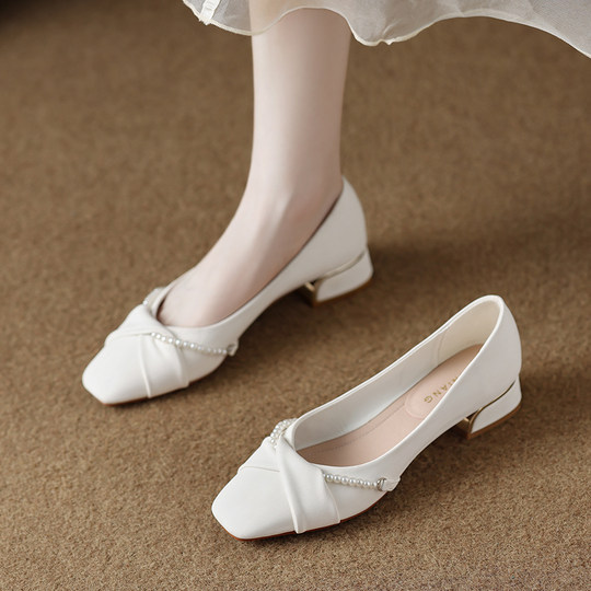 Versatile Low-Heeled Shoes with Stunning Elegance for Women, Suitable for Autumn 2025 and Summer, to Pair with Skirts, French Evening Style, Small Heels