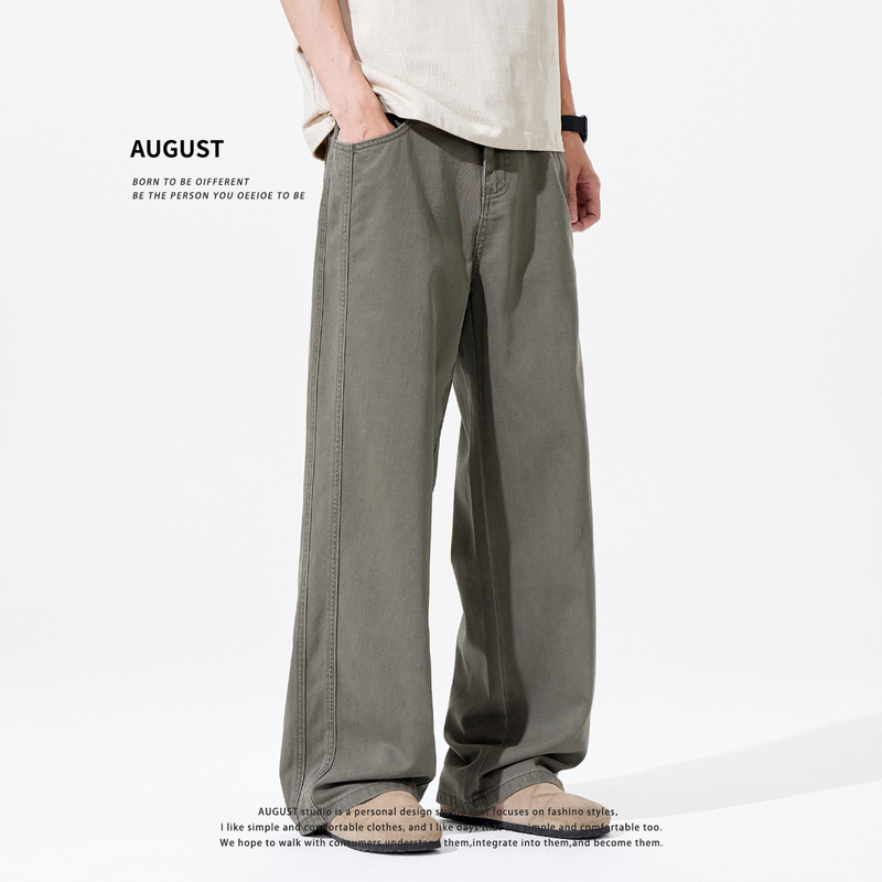 August Lyocell Work Casual Pants Men's Autumn New Loose Straight Long Pants Men's Army Green Thin Pants August Lyocell Work Casual Pants Men's Autumn New Loose Straight Long Pants Men's Army Green Thin Pants