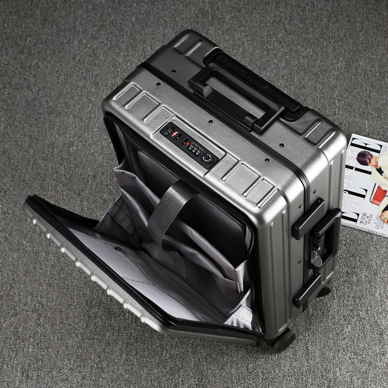 CGA front opening aluminium frame suitcase male and female 20 inch multifunction computer den case sturdy and durable pull-lever case