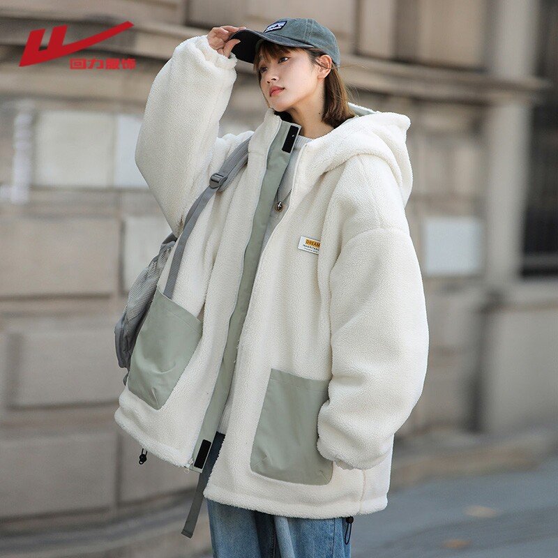 Back force Double face wearing cashmere jacket male and female section 2023 new autumn and winter plus suede thickened warm rocking grain suede cotton clot-Taobao