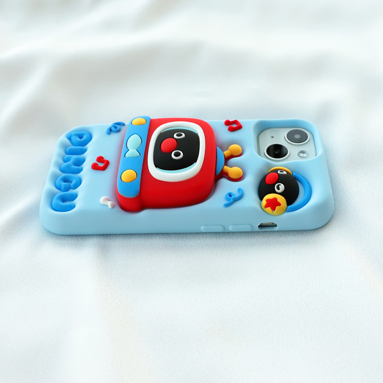 Retro Penguin PINGU TV Silicone : Kickstand Cartoon Design, Plus/Pro/Max – 16, 15, 14, 13, 12 iPhone Case