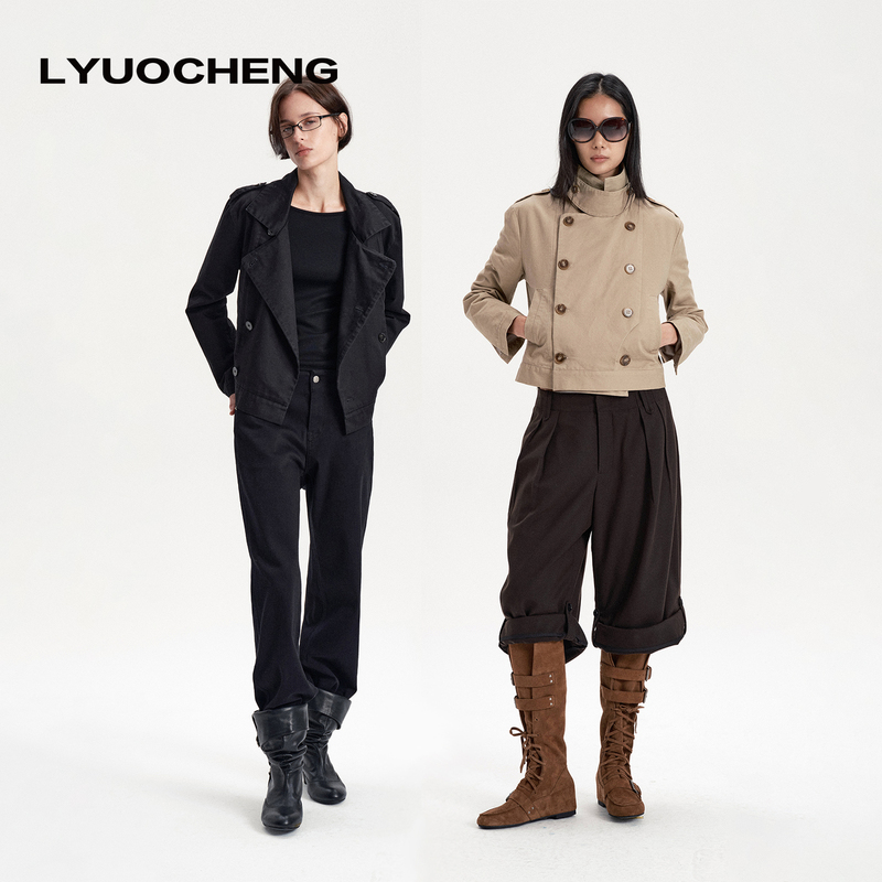 Lyuocheng Autumn and Winter Short Double-Breasted Classic Retro Workwear Jacket Casual Versatile Jacket