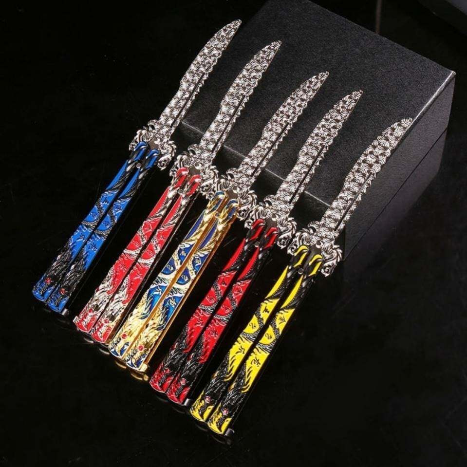 Model small knife toy professional portable new hand full steel folding without cutting edge butterfly knife beginner metal giggle cool