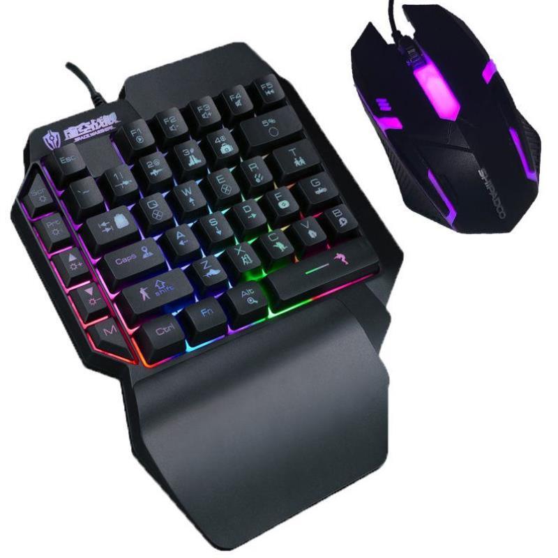 Single Hand Eating Chicken game Keyboard Mouse suit Peace elite cf luminous electric race Hand in half small keyboard Word overdraft-Taobao