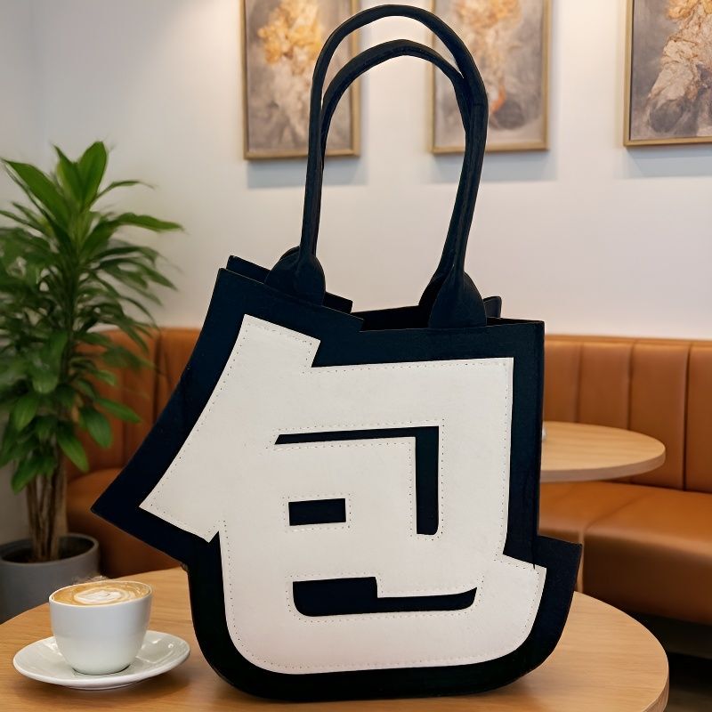 Xiaohongshu Style Bag, Abstract Niche Bag, Felt, Can Be Carried by Hand, Crossbody, Shoulder Bag, Versatile, Commuting, Anime Backpack Xiaohongshu Style Bag, Abstract Niche Bag, Felt, Can Be Carried by Hand, Crossbody, Shoulder Bag, Versatile, Commuting, Anime Backpack