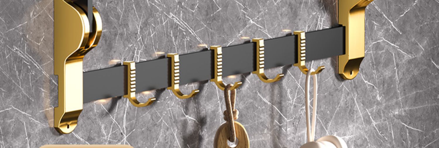 太空铝卫生间毛巾架浴室置物架轻奢风免打孔厕所壁挂浴巾杆洗手间