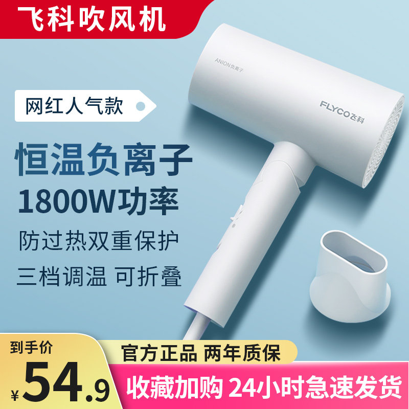 Flying Co Hair Dryer Negative Ion Home High Power Hair Care Dorm Room Student Speed Dry Folding Mesh Red Hair Dryer Cylinder