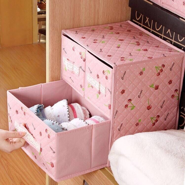 Drawer-type containing box Socks Underwear bra Two layers storage box waterproof folding finishing box cloth art containing box
