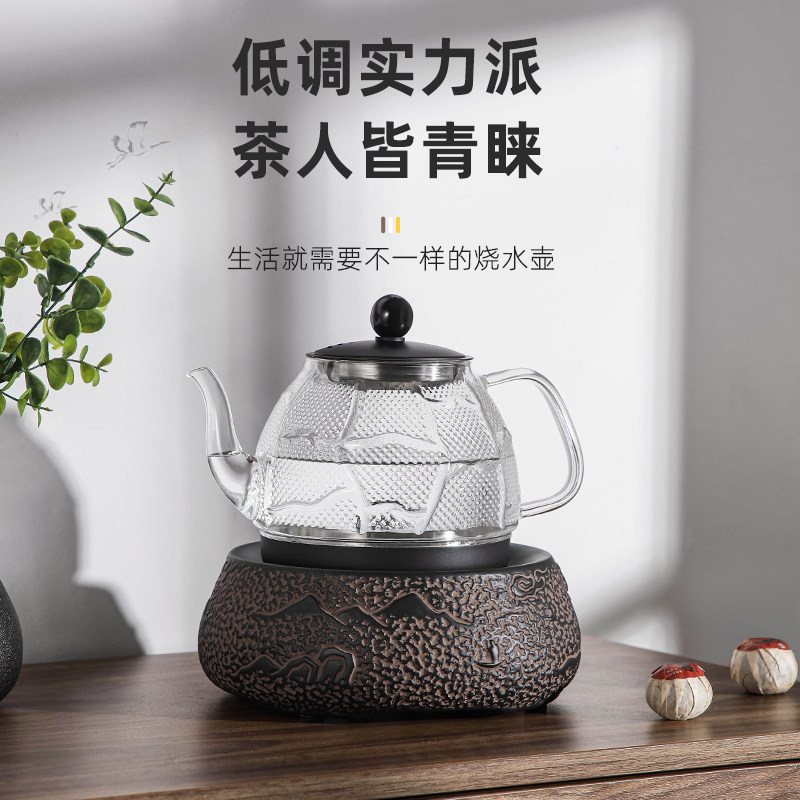 Old rock mud fully automatic water heating kettle tea special bottom pumping heat-resistant glass tea maker health