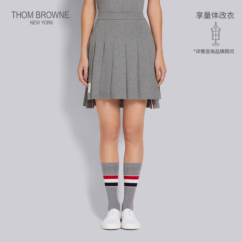 Ms. Thom Browne 2022 Summer medium grey pure cotton High waist 100 pleats short dress