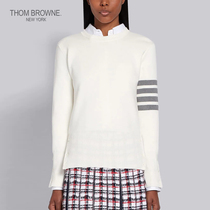 Ms. Thom Browne 2022 spring summer 4 striped knit round collar fur coat