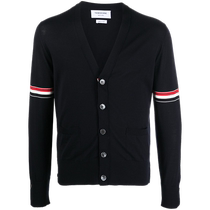 ALINÉA CLASSIQUE ] THOM BROWNE Homme Spring Summer Striped Wool Loose Knit V Collar Sweater Sweater