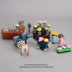 Children's Pretend Play Mini Flower Shop Set Dollhouse Figurine Model Miniature Realistic Green Plant Small Toy Ornament