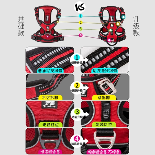 Truelove Большой, средний соглящий собачий сундук Трупный ремешок веревочный жилет ночью отражающий ходячий взрыв собаки -Взрывной взрыв