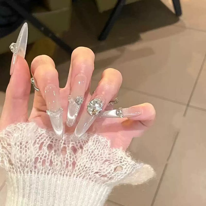 Press+On+Nails Wearable Nails 2026 Kidsren and Adults High-End Almond Manicure Fake Nails Removable and Whitening