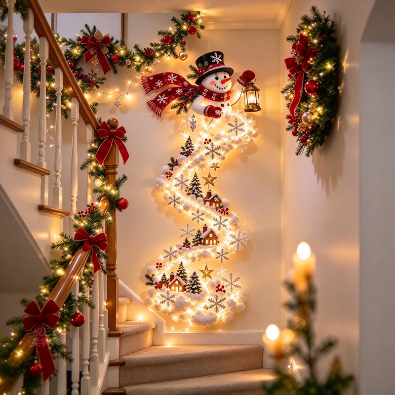 So Beautiful! Christmas Snowman Magic Track Wall Lamp Christmas Decorations Living Room Wall Festive Atmosphere Scene Arrangement So Beautiful! Christmas Snowman Magic Track Wall Lamp Christmas Decorations Living Room Wall Festive Atmosphere Scene Arrangement
