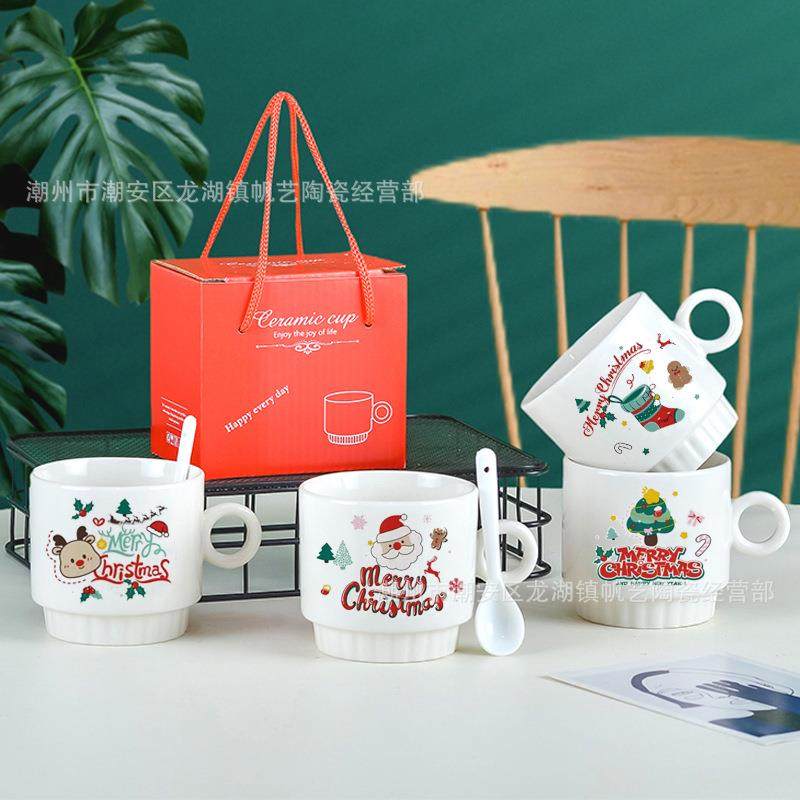 Christmas Ceramic Cup Hand Gift Set Mug Holiday Gift Cup LogTaobao