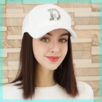 Wig hat all-in-one female spring and summer new style to block the sun with ponytail smog blue hat baseball fashion duck tongue net red