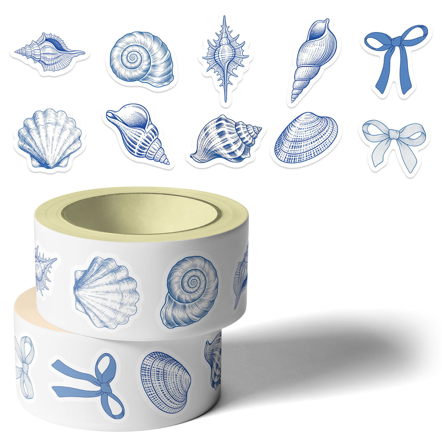 500 Cartoon Blue Ocean Roll Stickers Conch Shell Decoration DIY Mobile Phone Case Water Cup Waterproof Pvc Stickers
