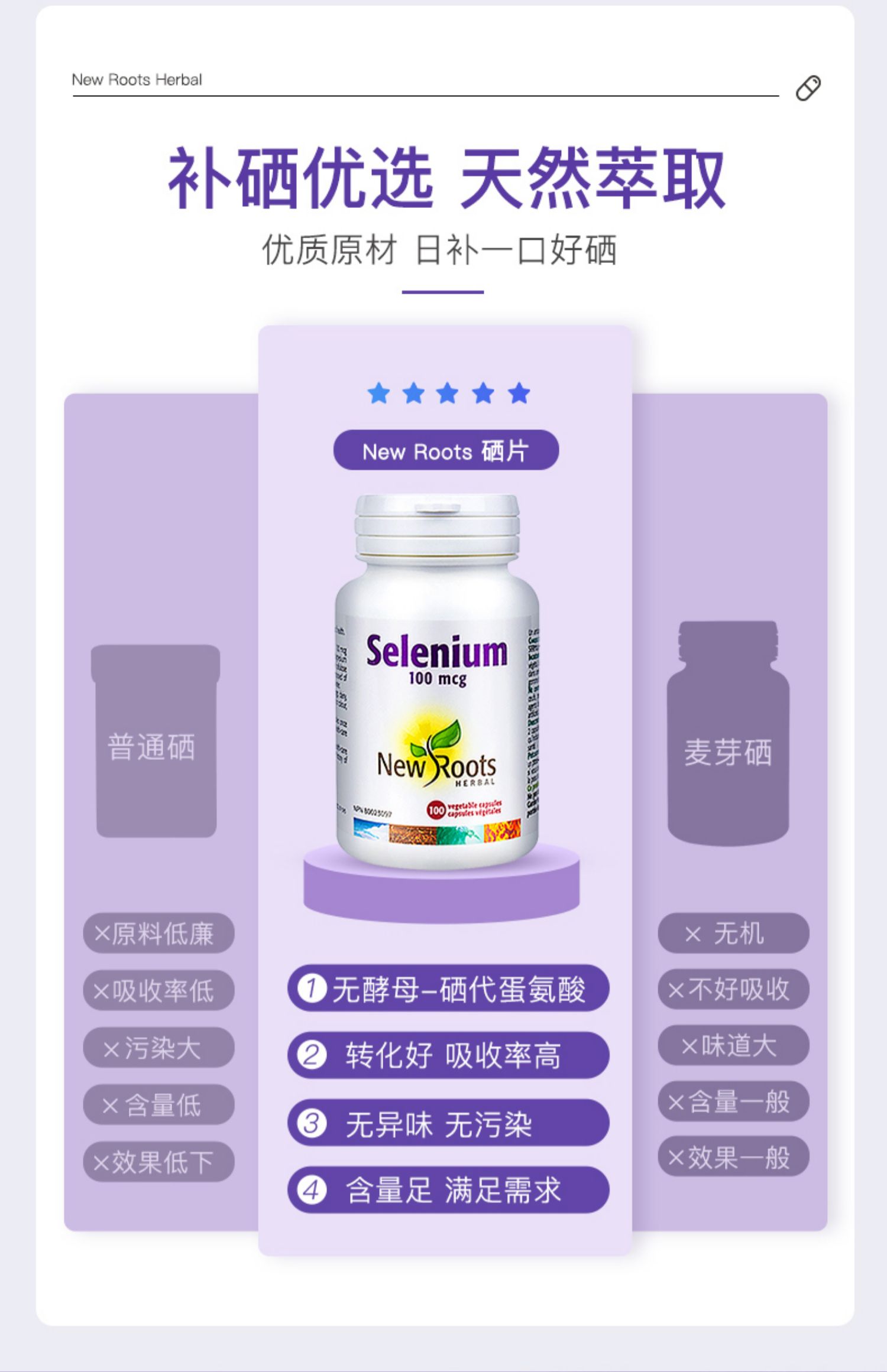 加拿大进口硒片维生素100片