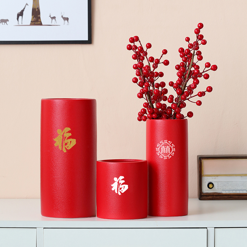 Eurostyle light extravaganza Bucket Ceramic Vases Living-room Flower Arrangement Emulation Flower TV Cabinet Decoration Flowers Bottle Floral Art Pendulum