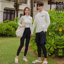Womens long-sleeved split couples trousers sun protection quick-drying surfing swimsuit set snorkeling suit jellyfish suit wetsuit for men