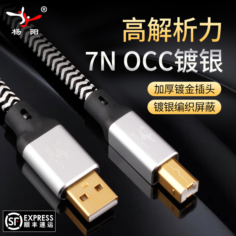 Yang Yang High-End USB Audio Cable Single Crystal Copper Silver-Plated a to B Square Port Sound Card Dac Decoder Computer Connection Cable Yang Yang High-End USB Audio Cable Single Crystal Copper Silver-Plated a to B Square Port Sound Card Dac Decoder Computer Connection Cable
