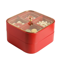 新中式红色喜庆新年结婚乔迁糖果盒家用客厅干果盘零食收纳盒2598