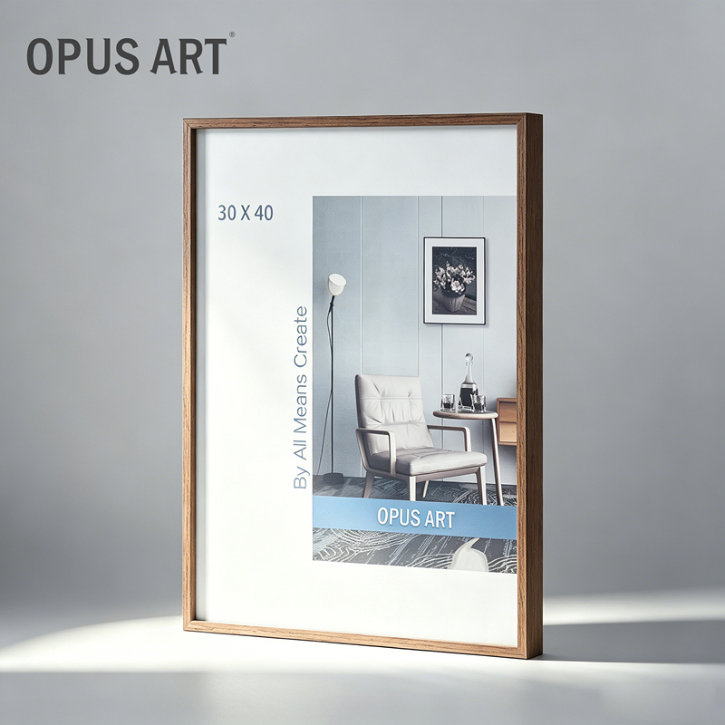 Opus Art Walnut-Colored Wood Veneer Aluminum Alloy Photo Frame Simple Picture Frame