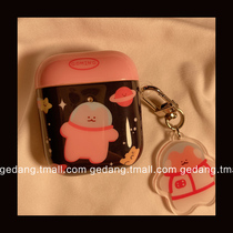Aerospace bear niche suitable for airpods2 protective cover cute ins wind apple airpodspro silicone soft shell 3rd generation wireless bluetooth headset pendant Korean cartoon couple pendant decoration