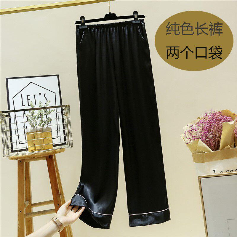 Sleeping Pants Woman Summer Long Pants Silk Spring Autumn Straight Drum Pants Slim with trouser pockets Pants Hood Pants Women Long Pants Home Pants Women