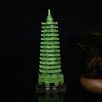 7J28 natural jade Wenchang Tower 9 floor 13 floor living room desk book room desk jade pendulum in Chinese style