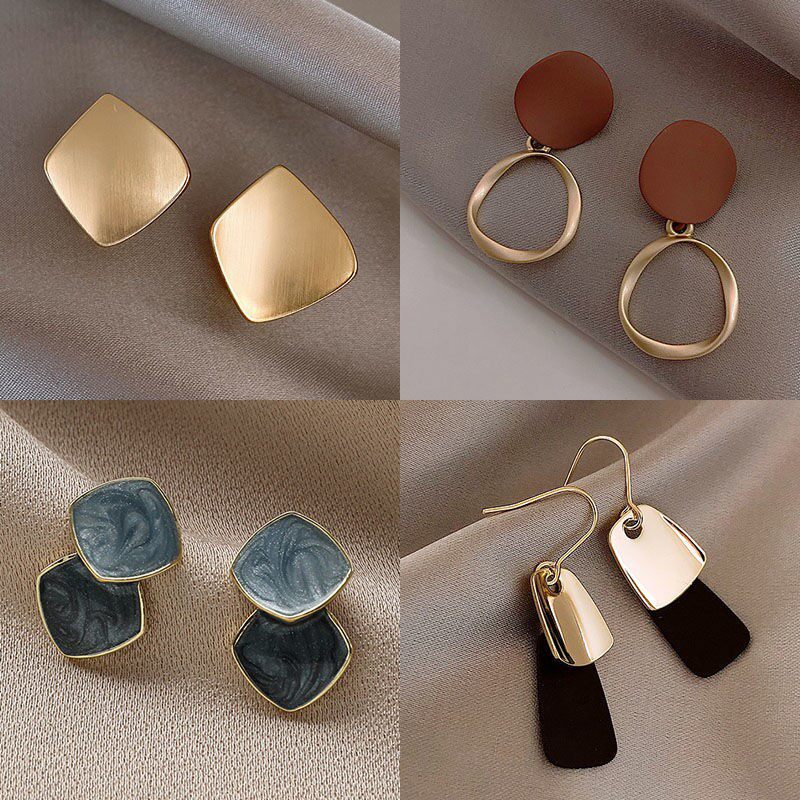 Earrings 2021 new trendy earrings female Korean temperament simple ins personality black earrings net red earrings