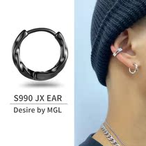 Ins niche sterling silver earrings mens trendy temperament hoop earrings single 2021 new cold wind earrings women