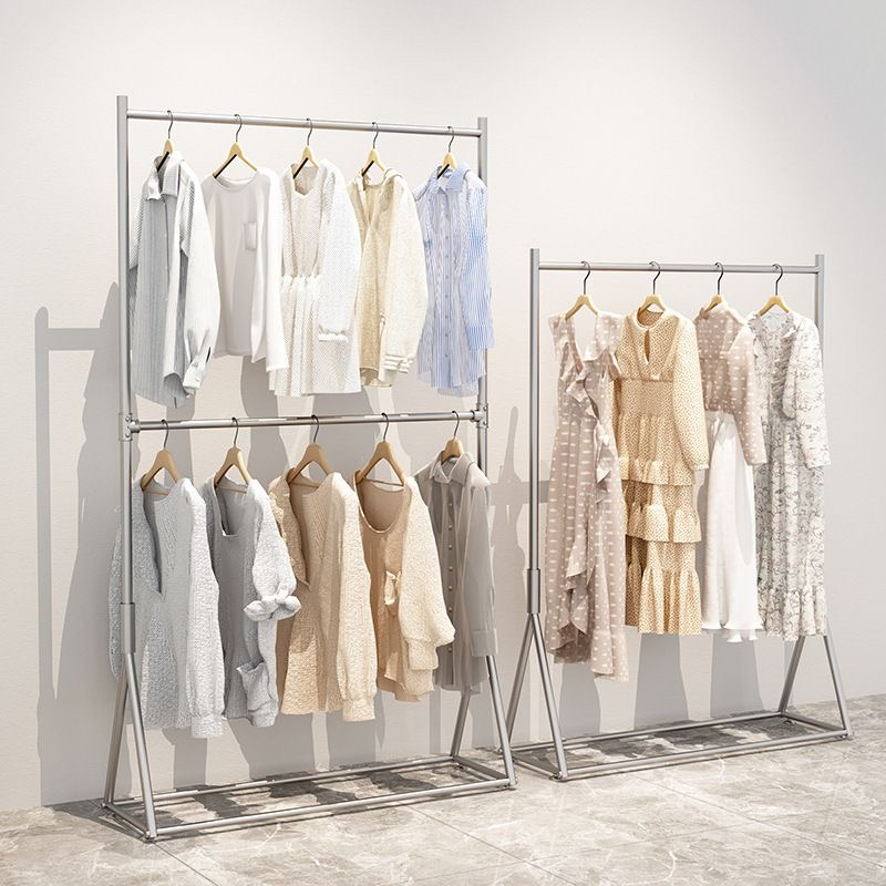 Double-Layer Adjustable Clothing Rack, Silver Clothing Rack for Clothing Stores, Display Rack for Children's Clothing Stores, Clothing Rack for Men's and Women's Clothing Stores Double-Layer Adjustable Clothing Rack, Silver Clothing Rack for Clothing Stores, Display Rack for Children's Clothing Stores, Clothing Rack for Men's and Women's Clothing Stores