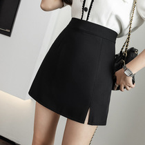 High waist display slim short dress A word dress Summer new pop high waist 100 hitch a fork step skirt half body dress hip skirt