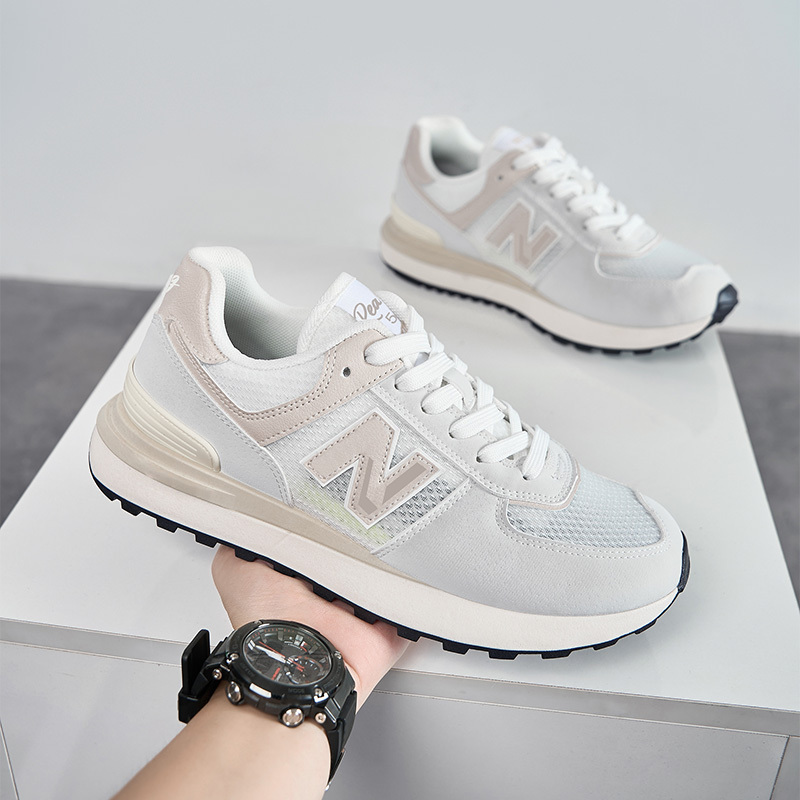 2026 Sports Shoes for Men and Women, Breathable Mesh 574Lg Summer Casual Couple White Shoes, Thick Sole Height-Increasing 5cm