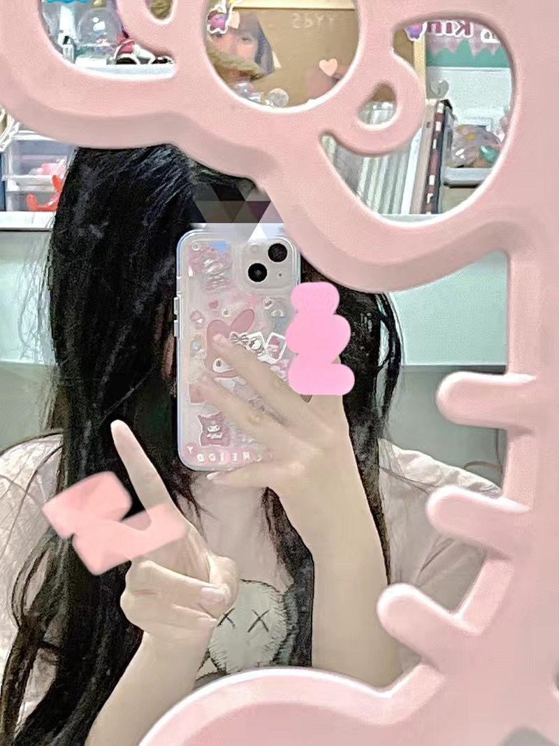 Зеркало kitty桌上化妆镜子梳妆台面式学生宿舍家用浴室卫生间挂墙免打孔