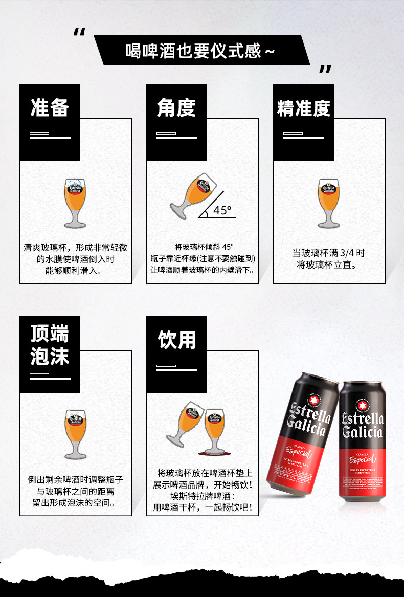 临期特价 西班牙进口 埃斯特拉 特别版拉格黄啤 500mlx12罐 图4